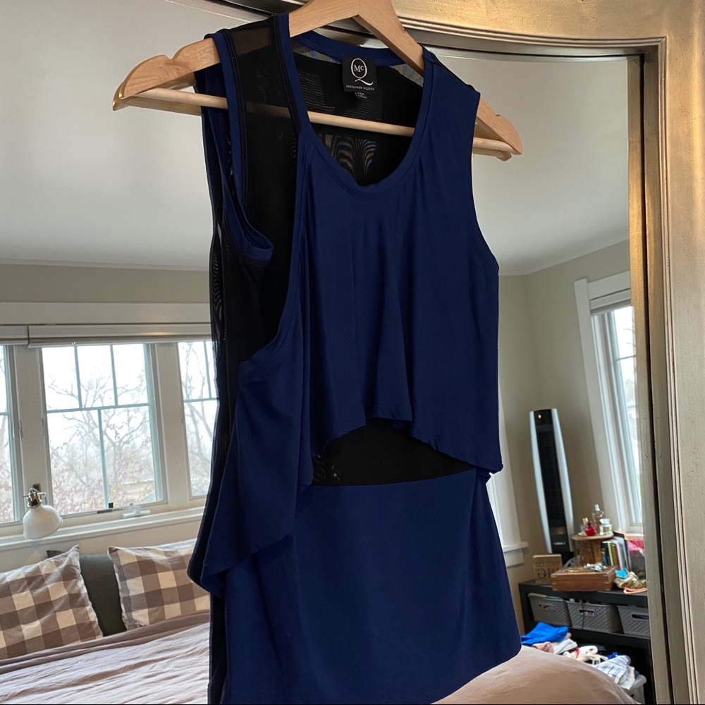 Alexander McQueen Sheer-backed Blue Top - S